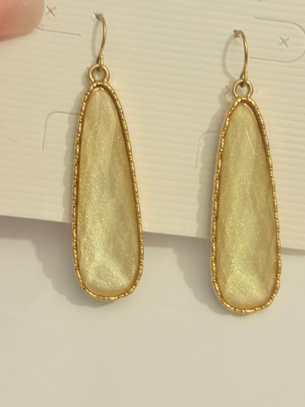 Premier Designs Gold Tone Faux Mother of Pearl Drop Earrings